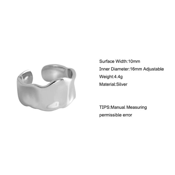 NEW Gold/Sterling Silver Open Wave Adjustable Ring - Picture 8 of 8